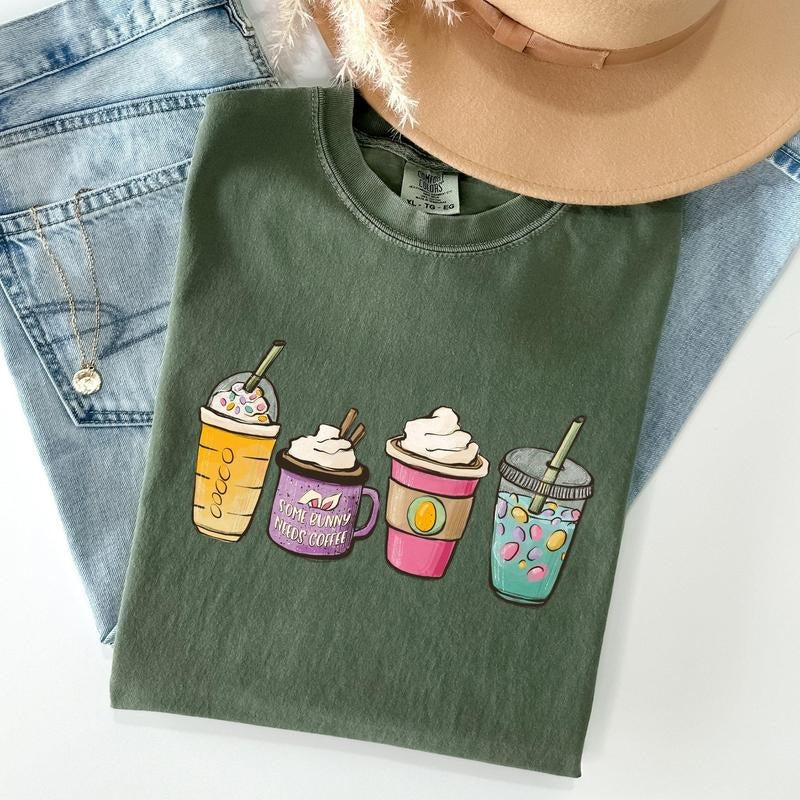 Easter, Coffee Lovers, Coffee Drinks Comfort Colors Tshirt, Women's Crew Neck, Crewneck Hoodie, Sweatshirt