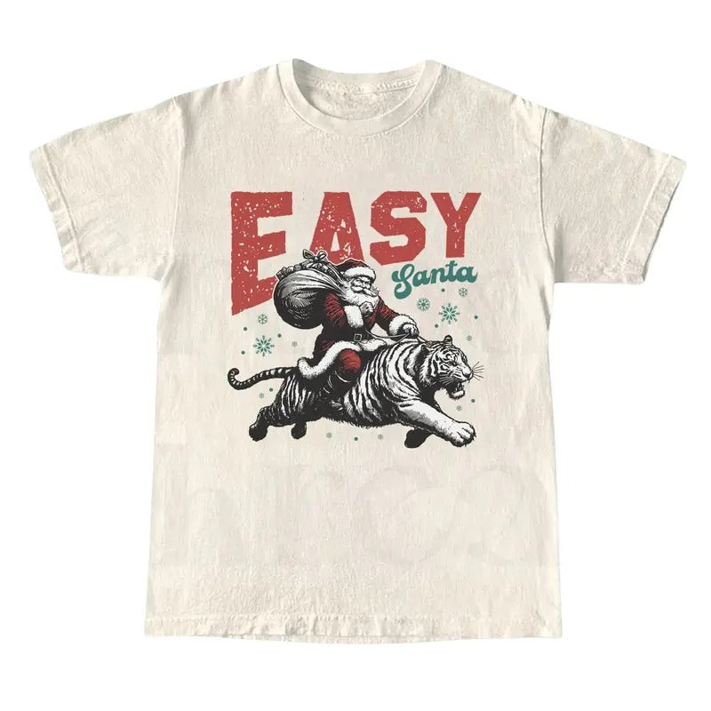 Easy Santa Christmas Shirt, Retro Santa Graphic Tee, Holiday XMAS T-shirt Hoodie Sweatshirt | PrintMintTees.com