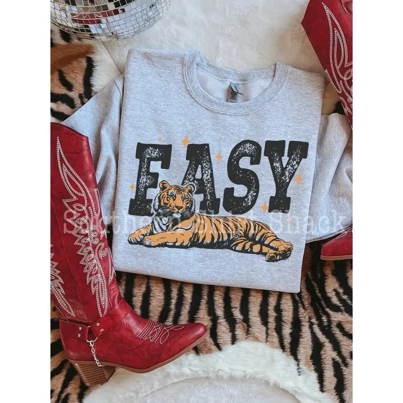 Easy Tiger Sweatshirt| Ash Gray Sweatshirt Shirt Hoodie | PrintMintTees.com