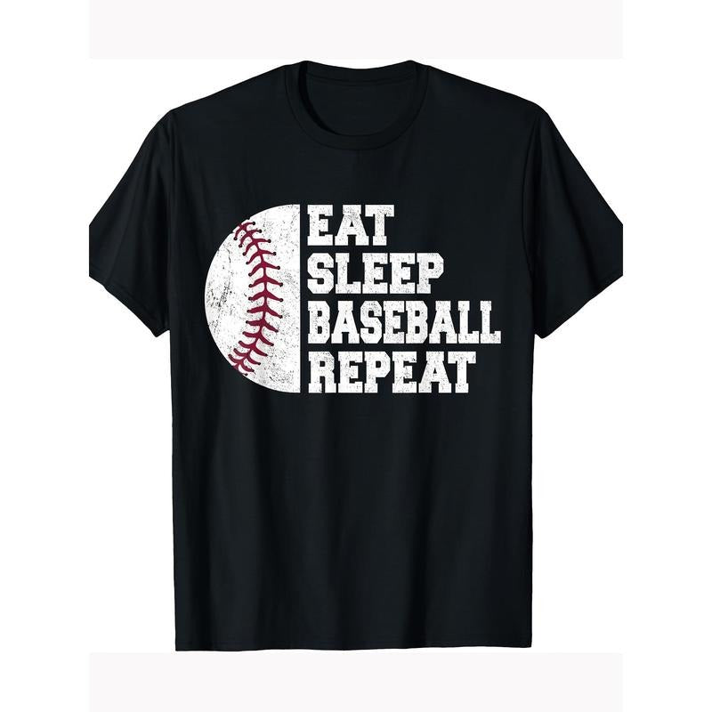Eat Sleep Baseball Repeat Baseball Players Fun baseball T-shirt 220g 100% cotton T-shirt made in usa Hoodie Sweatshirt