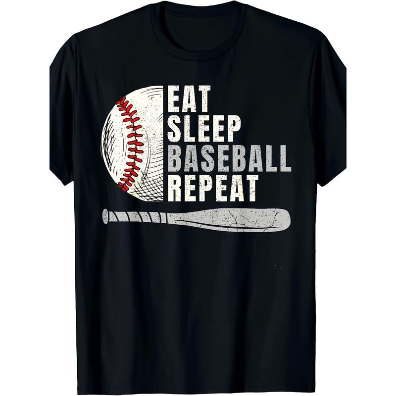 Eat Sleep Baseball Repeat Funny Baseball Player T-Shirt - 220g Cotton T-shirt, 10, 000 Links made in usa Hoodie Sweatshirt