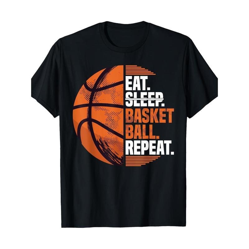 Eat Sleep Basketball Repeat I Court Basketballer Basketball T-Shirt-100% Cotton-220g made in usa Hoodie Sweatshirt