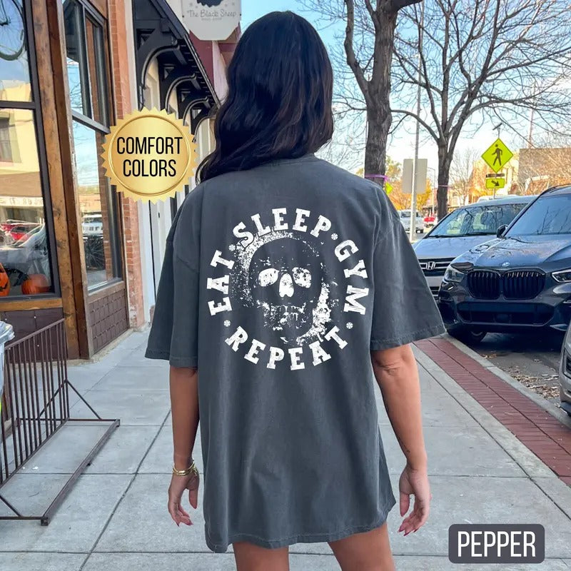 Eat Sleep Gym Repeat Shirt S Skull Lifting Shirt Pump Cover Gym Gym Pump Cover Gym Lover Gym Rat T-Shirts, Hoodie, Sweatshirt