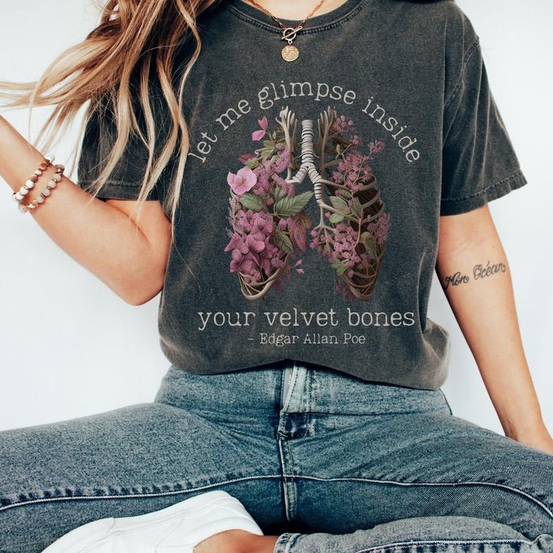 Edgar Allan Poe Shirt Dark Academia Bookish Shirt Skeleteon Shirt Goblincore Shirt Grunge Shirt Poe T-Shirts, Hoodie, Sweatshirt