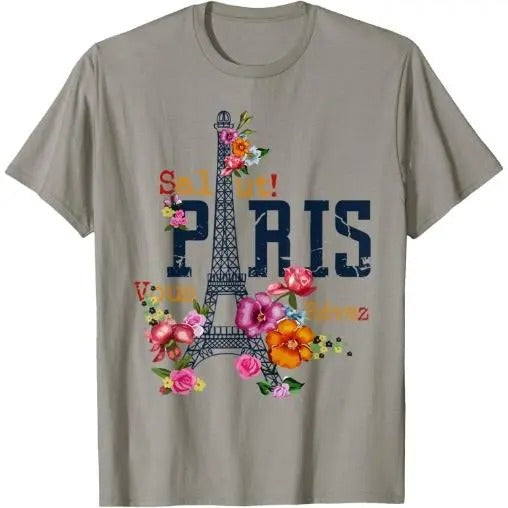 Eiffel Tower Paris Shirt Salut Flowering Paris France shirt T-Shirt Made in USA Hoodie Sweatshirt | PrintMintTees.com