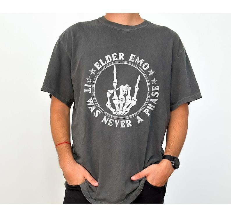 Elder Emo It Was Never A Phase For Old Fans Of Emo Music, Elder Emo Gift, Emo Night, Emo Mom, Millennial, Emo T-Shirt...
