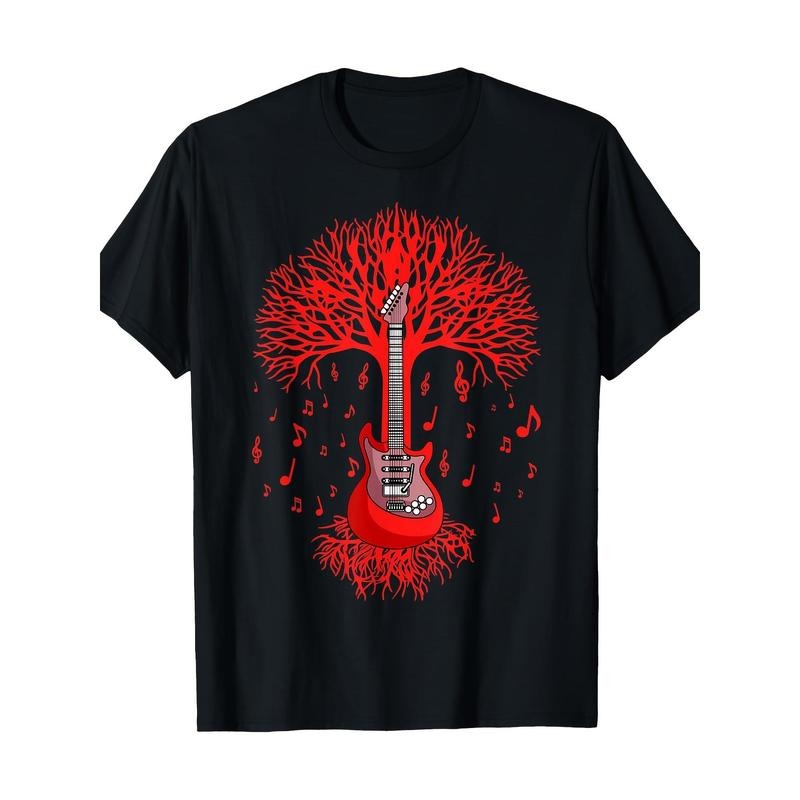 Electric Guitar Tree Musician Music T-shirt Made in USA Hoodie Sweatshirt | PrintMintTees.com