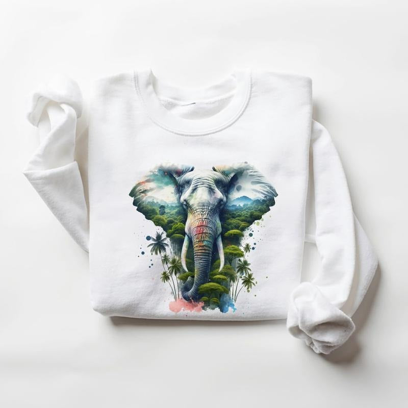 Elephant Jungle Sweatshirt Wild Animal Safari T-Shirt Hoodie Unisex | PrintMintTees.com