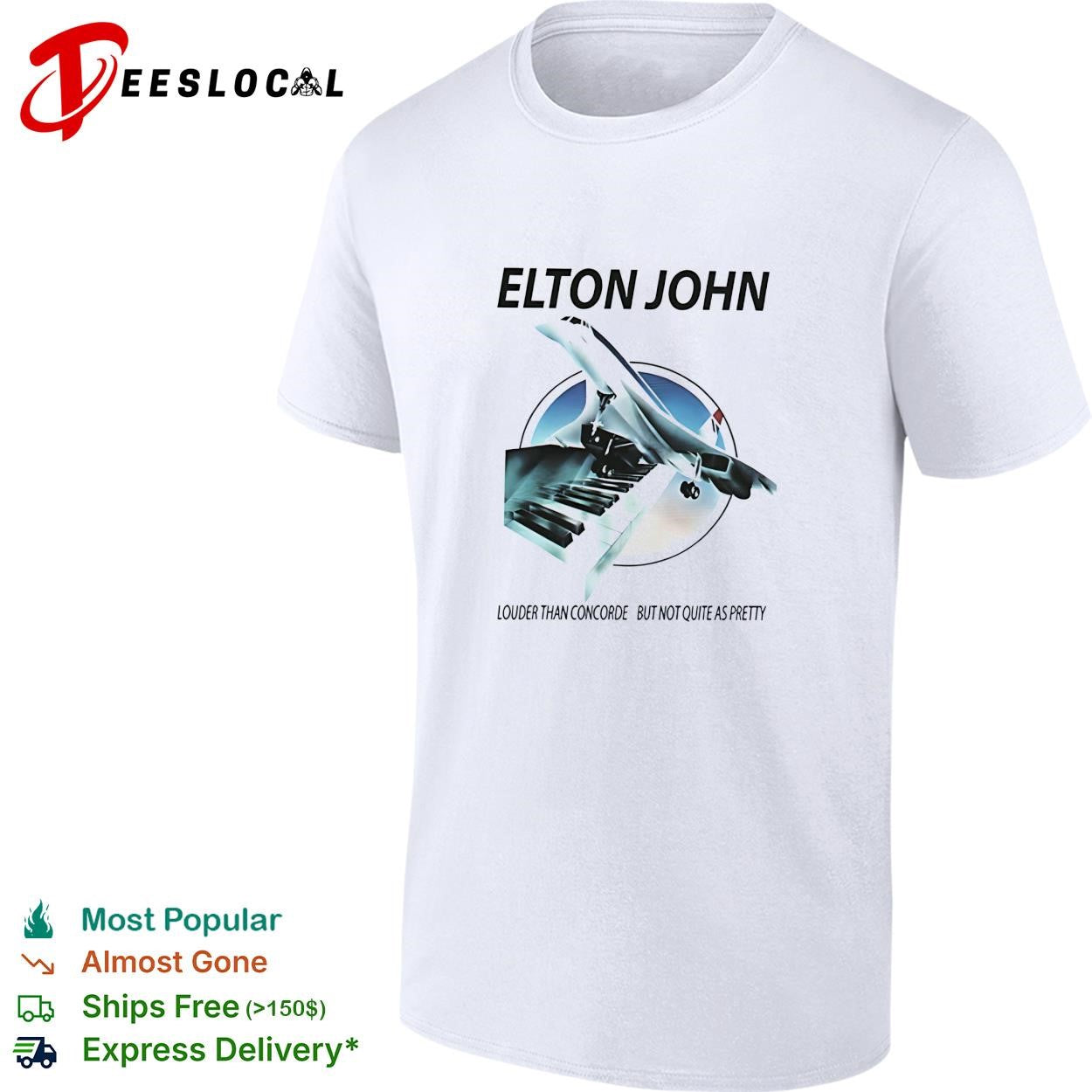 Elton John louder than concorde colorful poster shirt