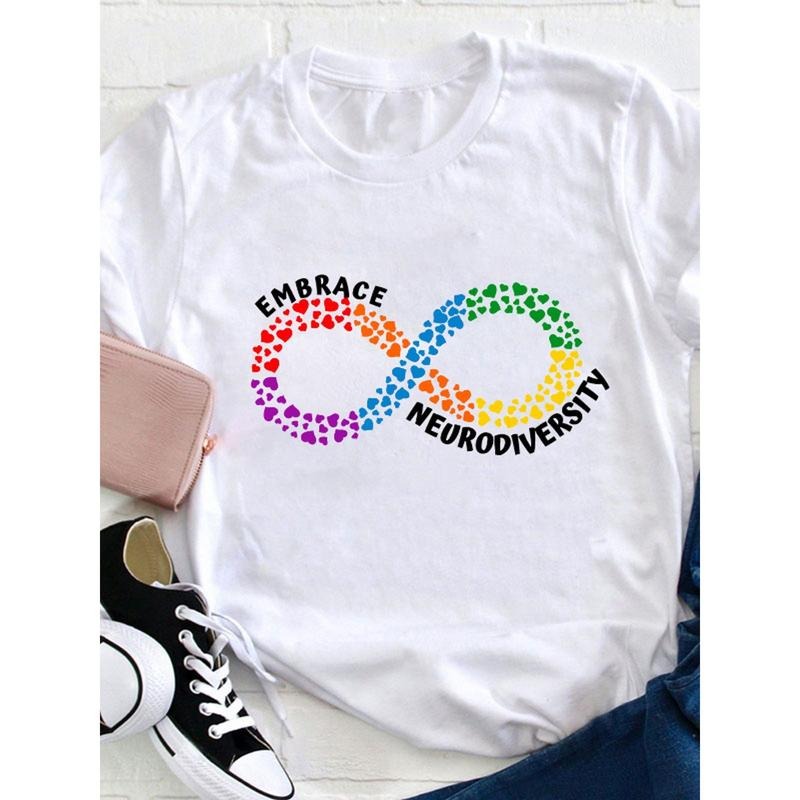 Embrace Nerve Diversity Teacher T-shirt , Loose Women'S Casual round Neck T-shirt 180g style 02 Hoodie Sweatshirt