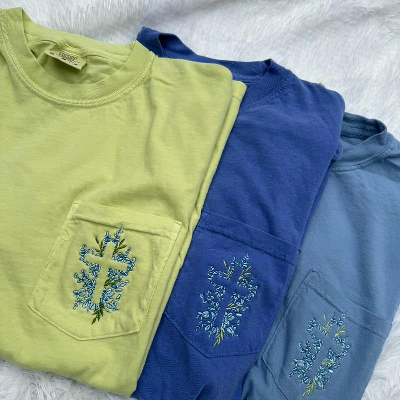 Embroidered Christian Tshirt, Easter Tshirt, Embroidered Easter Tshirt, crew neck regular t-shirts Hoodie Sweatshirt