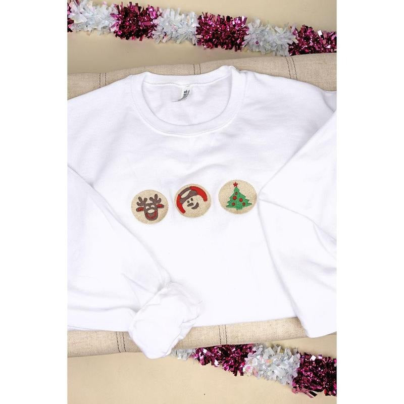 Embroidered Christmas Cookie Season Unisex NuBlend Crew Sweatshirt Shirt Hoodie | PrintMintTees.com
