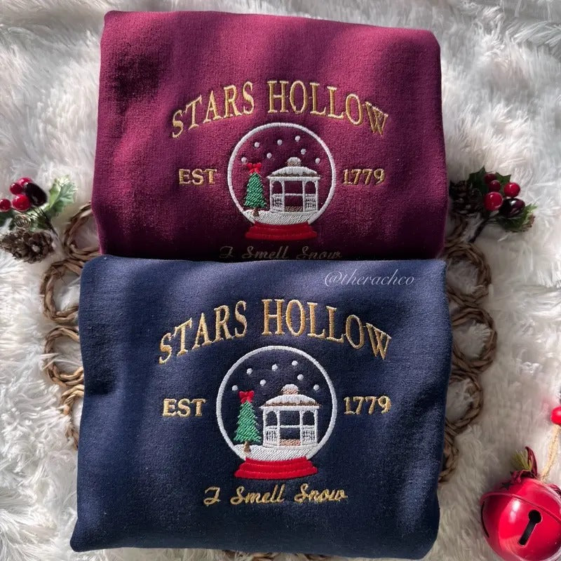 Embroidered Christmas Sweatshirt, Christmas Crewneck, Christmas Sweater, Stars Hollow Sweatshirt Shirt Hoodie