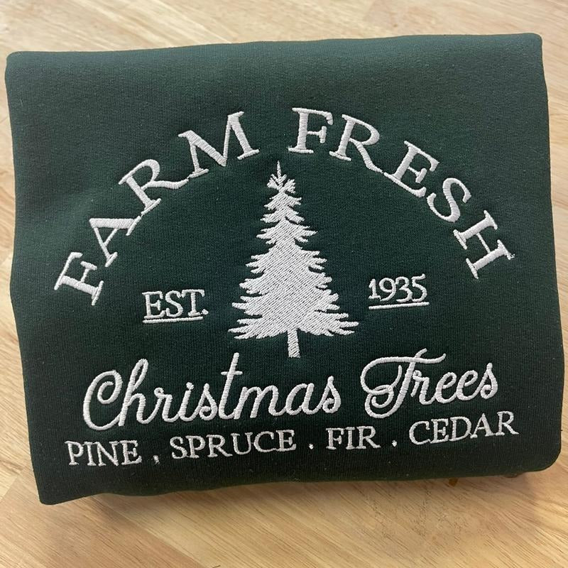 Embroidered Christmas tree sweatshirt T-Shirts, Hoodie | PrintMintTees.com
