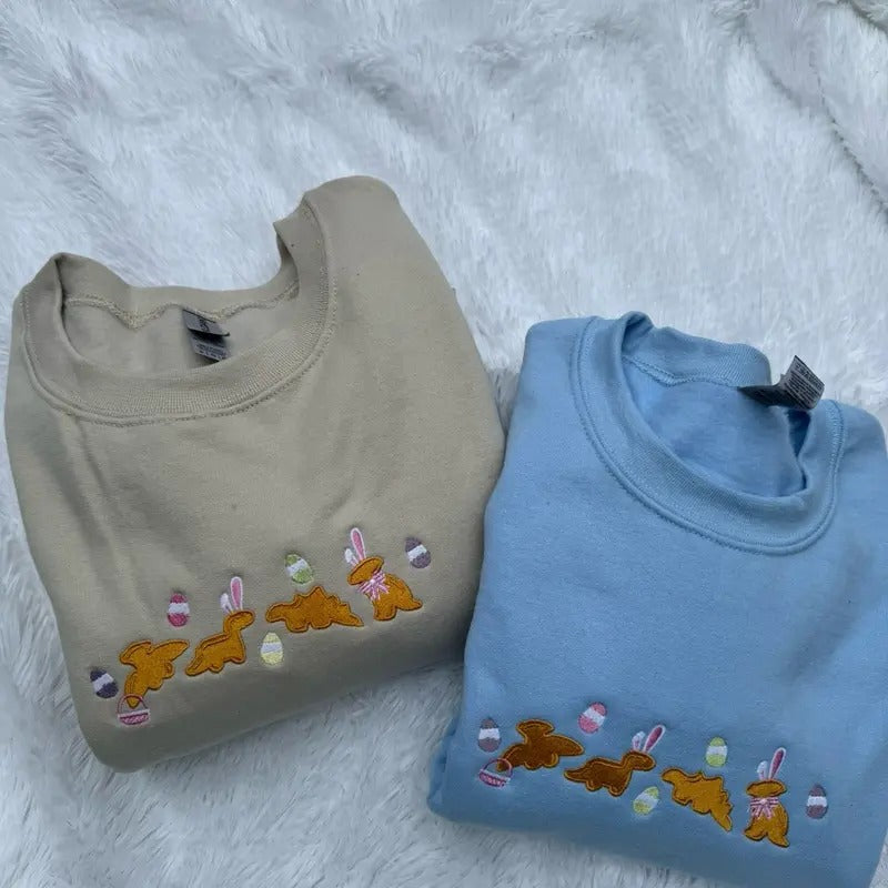 Embroidered Easter Dino Nuggets, Embroidered Dino Nuggets Sweatshirt Shirt Hoodie | PrintMintTees.com