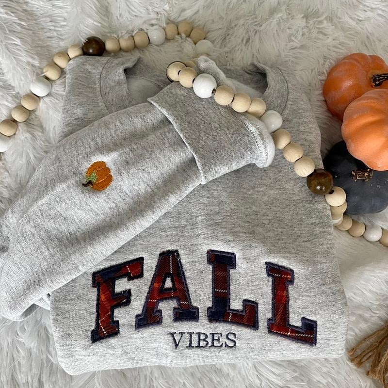 Embroidered Fall Applique Sweatshirt T-Shirts, Hoodie | PrintMintTees.com