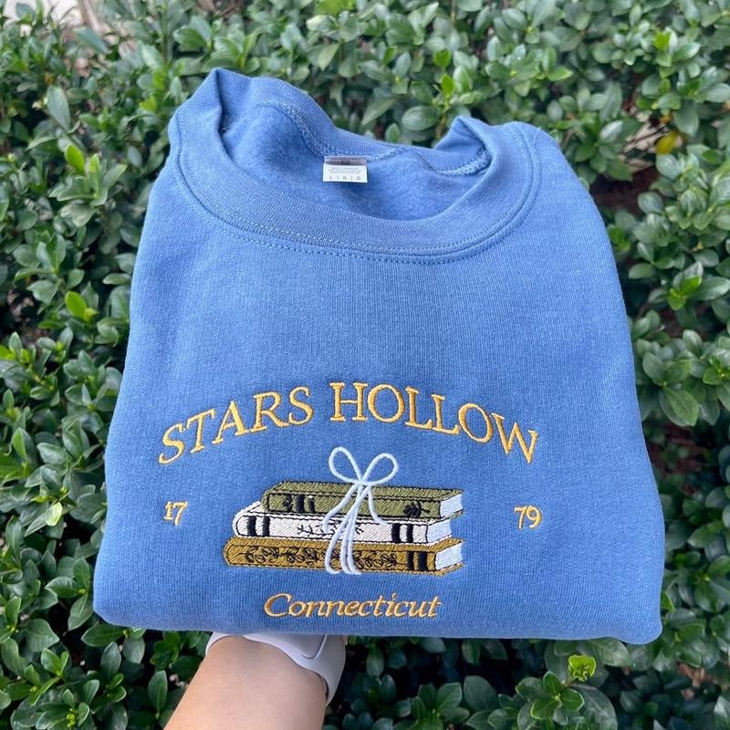 Embroidered Fall Vibes Sweatshirt, Gilmore Girls Sweatshirt, Stars Hollow Sweatshirt Shirt Hoodie | PrintMintTees.com