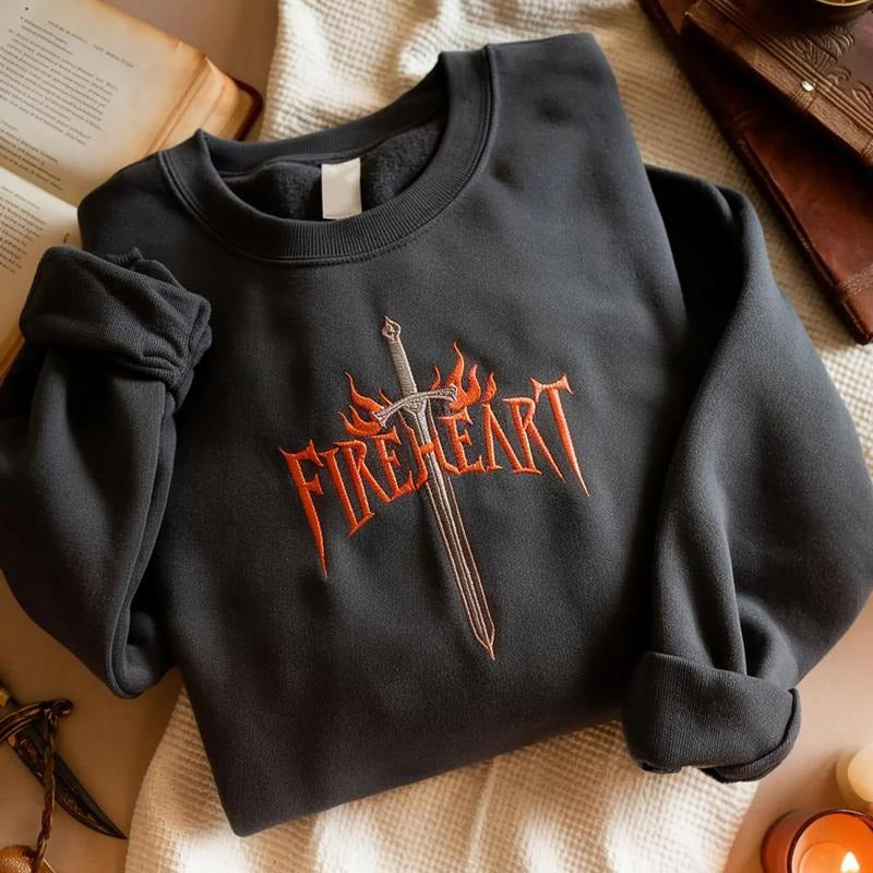 Embroidered Fireheart Sweatshirt, Throne Of Glass Shirt, Embroidered TOG Series Tee Shirt, You Do Not Yield Shirt, To...