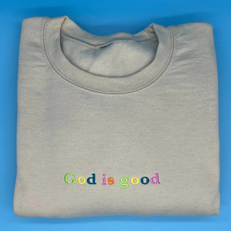 Embroidered GOD IS GOOD Rainbow Christian Christian Faith Embroidered Tops Womenswear T-Shirts, Hoodie, Sweatshirt