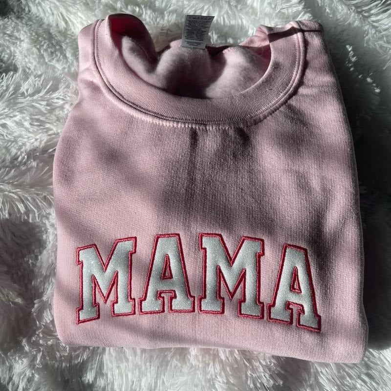 Embroidered Glitter MAMA Sweatshirt, Glitter MAMA T-Shirts, Hoodie | PrintMintTees.com