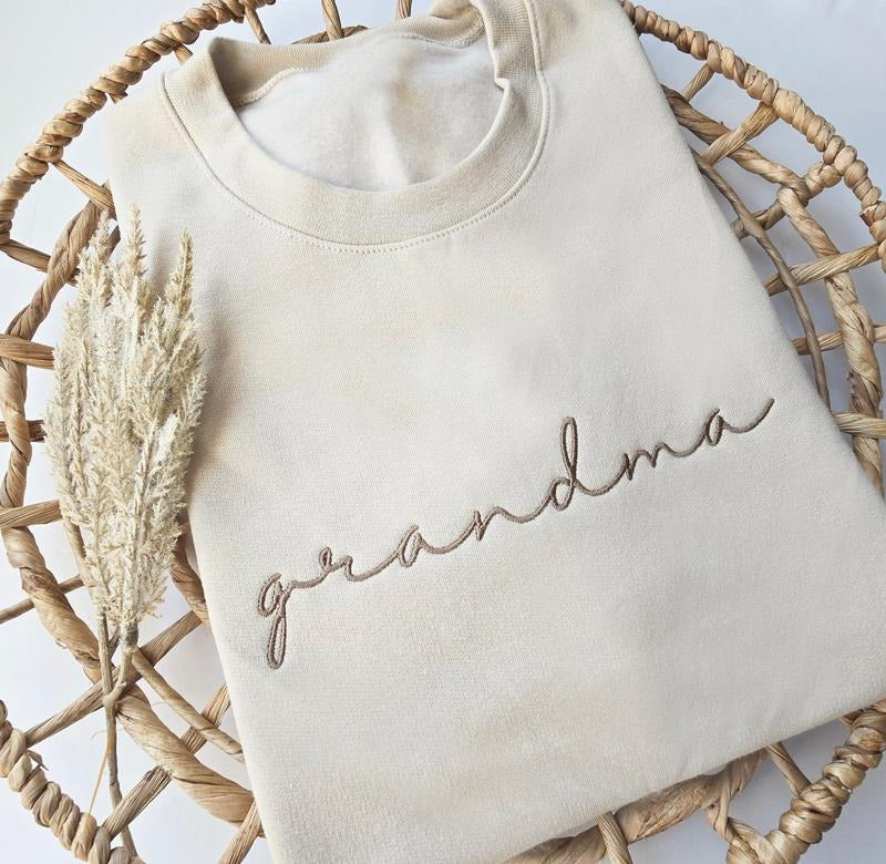 Embroidered Grandma Sweatshirt, Grandma Crewneck, Pregnancy Announcement, Grandma Gift, Nana, Gigi, Mother's Day Gift,...