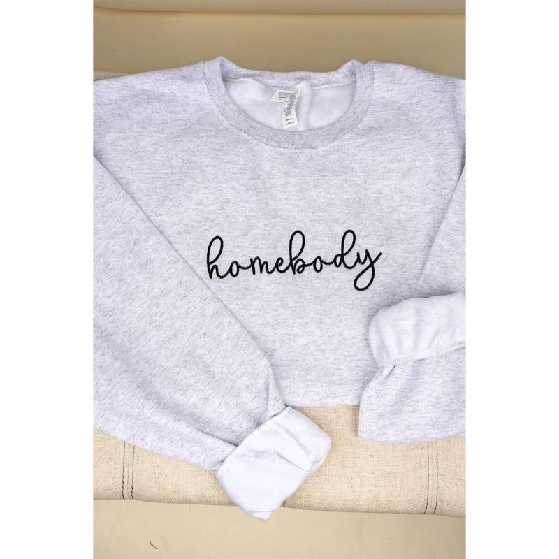 Embroidered Homebody Heavy-weight Crew Sweatshirt *Choose Thread Color Shirt Hoodie | PrintMintTees.com