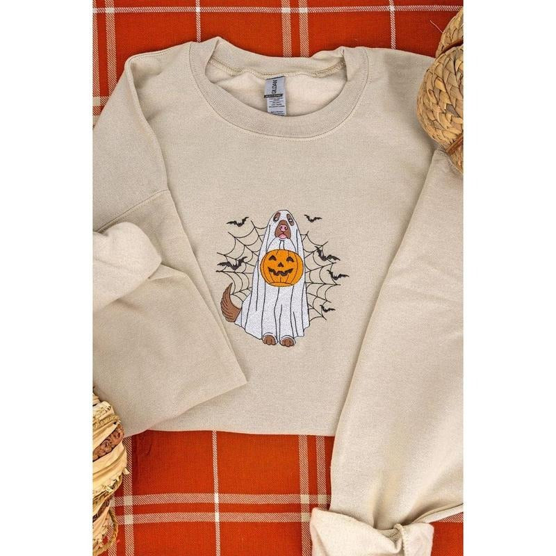 Embroidered Howl-O-Ween Trick Or Treat Unisex Crew Sweatshirt Cozy Halloween 2024 Shirt Hoodie | PrintMintTees.com
