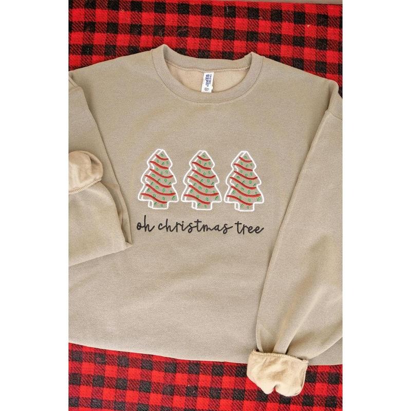 Embroidered Oh Christmas Tree Cakes Unisex NuBlend Crew Sweatshirt Shirt Hoodie | PrintMintTees.com