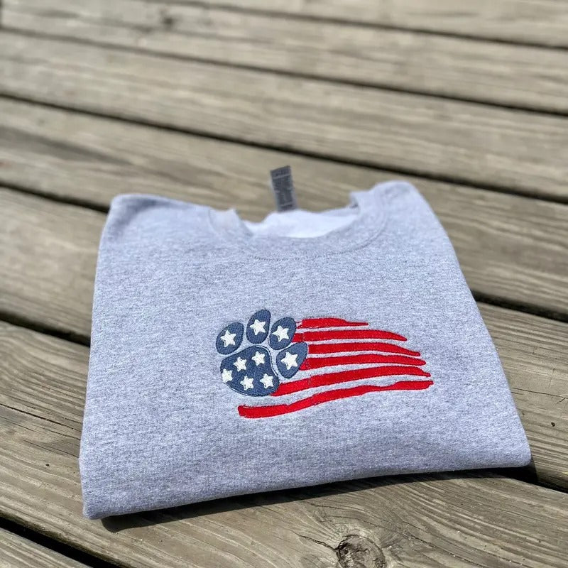 Embroidered Paw Flag Sweatshirt Shirt Hoodie | PrintMintTees.com