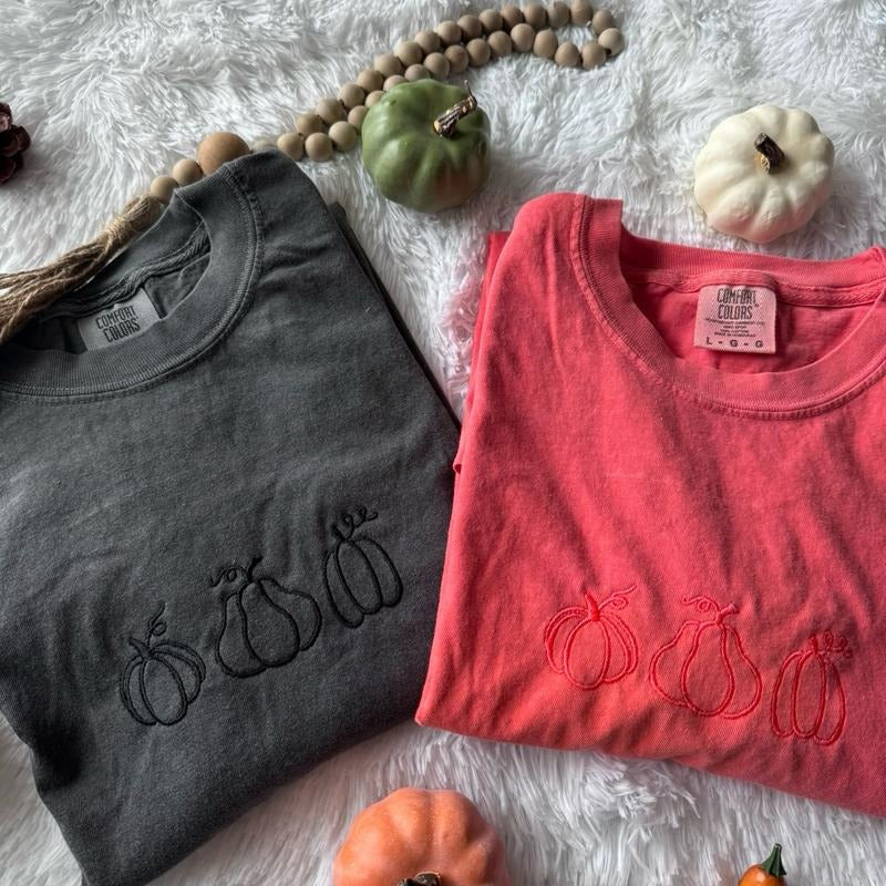 Embroidered Pumpkin Tshirt, Embroidered Tshirt, Cute Oversized Shirt, Fall Embroidered Tshirt Hoodie Sweatshirt
