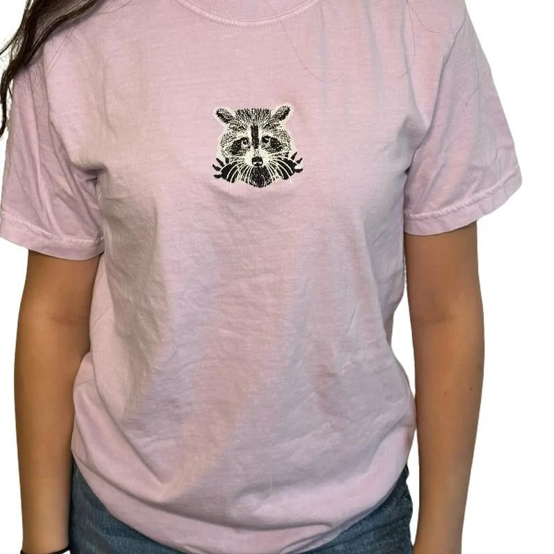 Embroidered Racoon Design Comfort colors Tee shirt Cute Hoodie, Sweatshirt | PrintMintTees.com