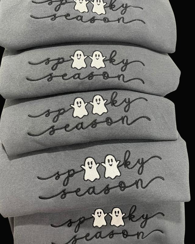 Embroidered Spooky Season Unisex NuBlend Crew Sweatshirt Shirt Hoodie | PrintMintTees.com