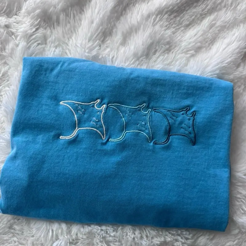 Embroidered Stingray Tshirt, Embroidered Shirt Hoodie Sweatshirt | PrintMintTees.com