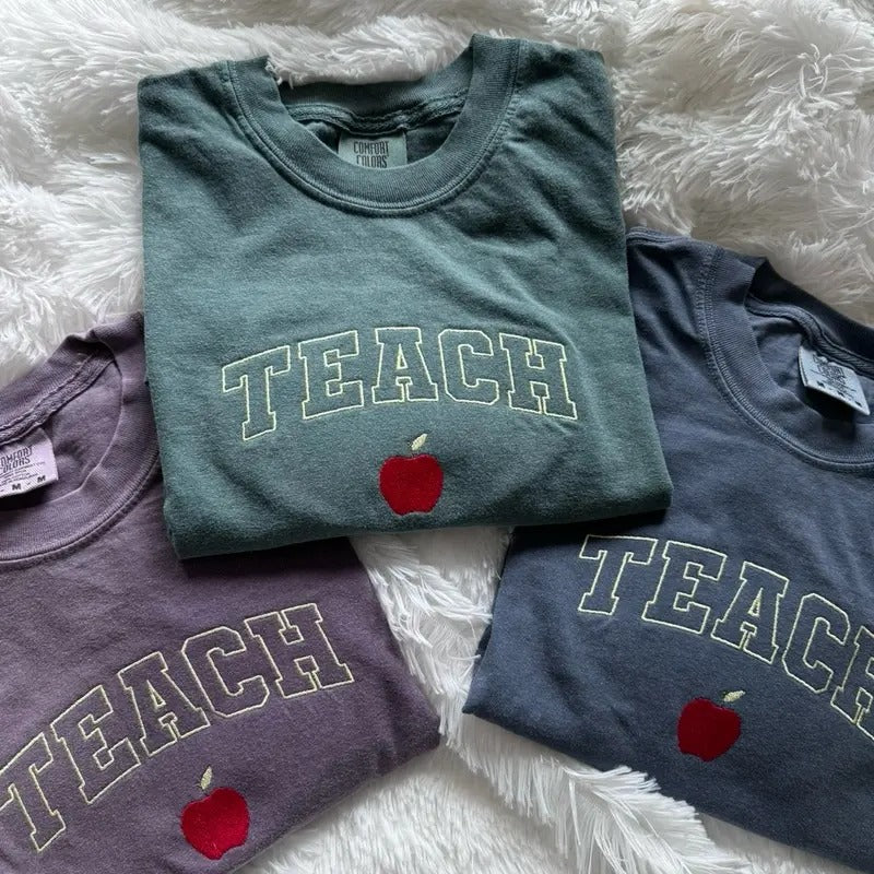 Embroidered TEACH T-Shirt Hoodie Sweatshirt | PrintMintTees.com