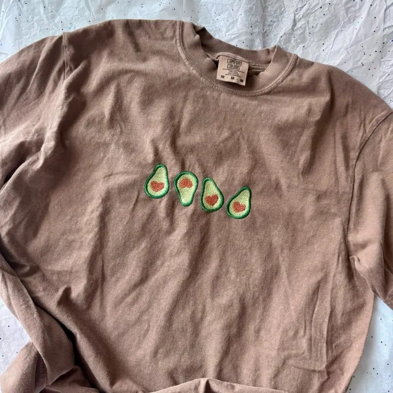 Embroidered Tshirt, Avocado Tshirt, Cute Embroidered Shirt Hoodie, Sweatshirt | PrintMintTees.com