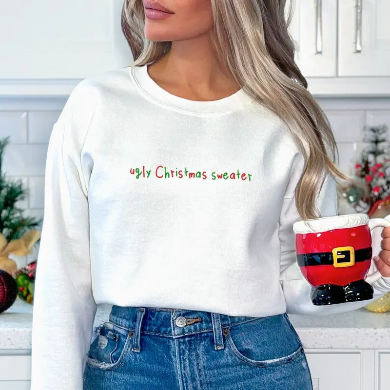 Embroidered Ugly Long Sleeve Funny Winter Season Xmas Womenswear T-Shirts, Hoodie, Sweatshirt