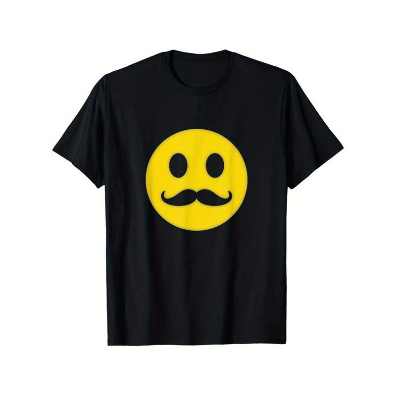 Emoticon T-Shirt Happy Emoticon Mustache T-Shirt 100% Cotton, Fabric Weight 180g, T-shirt to Set off Your Extraordinary...