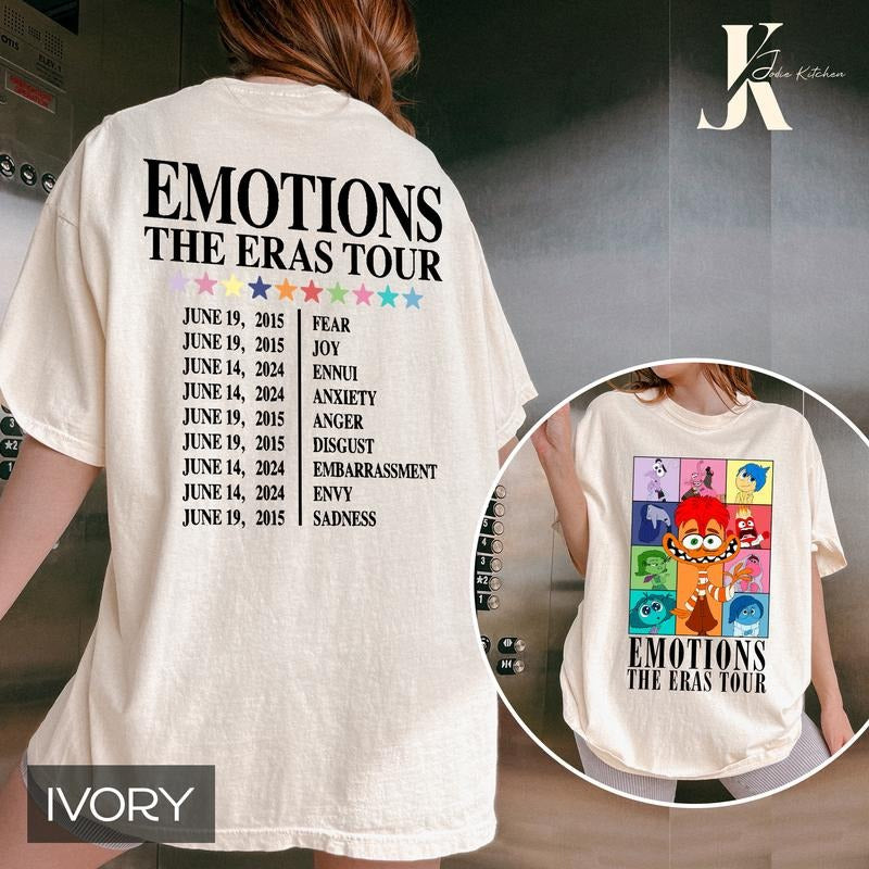 Emotions The Eras Tour Inside Out 2 Shirt, It's Okay To Feel All The Feels Shirt, Mental Health T-Shirt, ,Two-Sided...