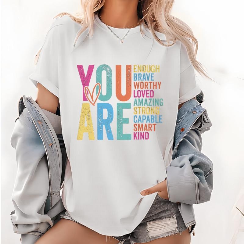 Empowering T - Shirt with Affirmations: "YOU ARE" and Positive Traits List style 02 Hoodie Sweatshirt | PrintMintTees.com