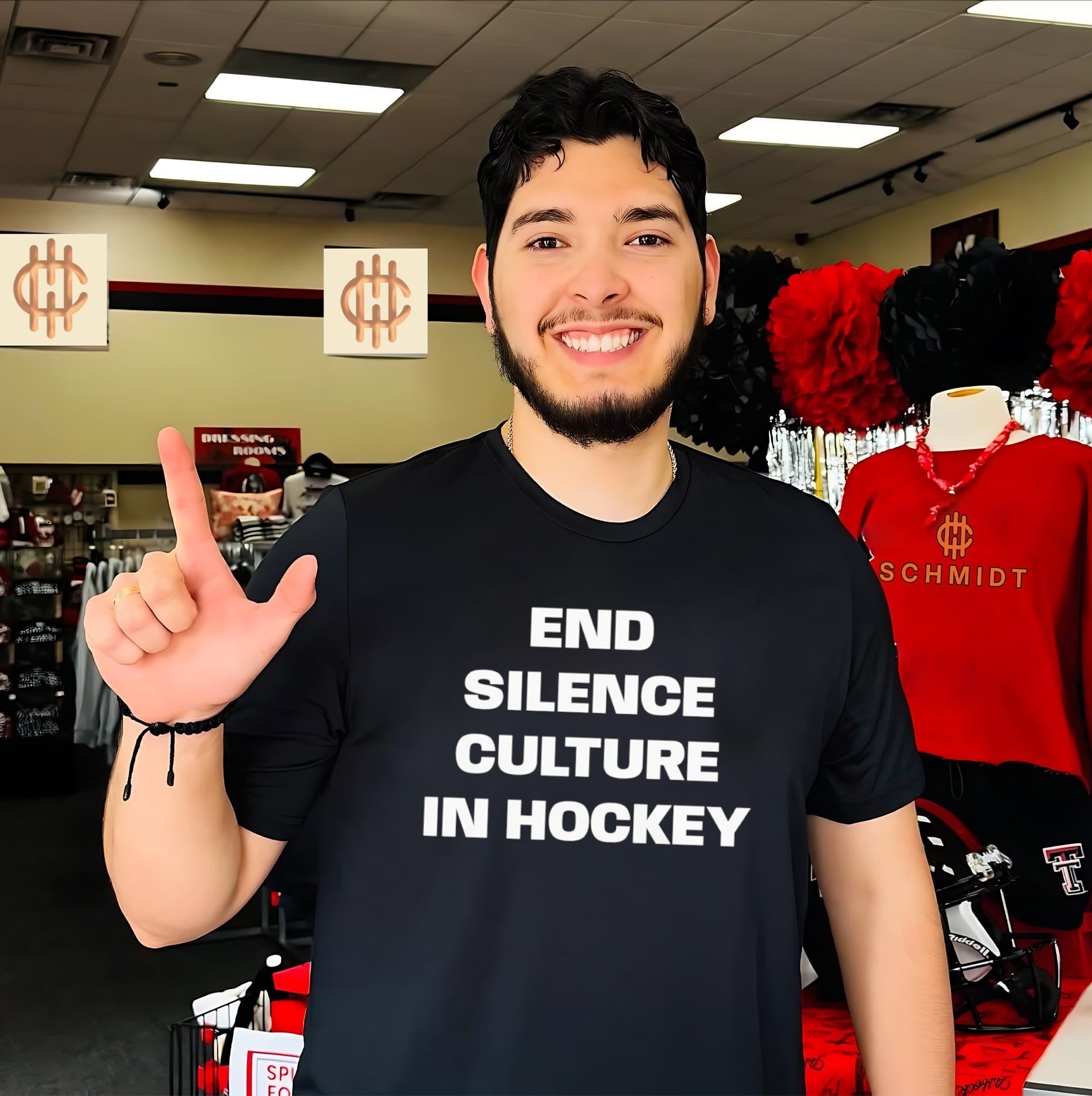 End silence culture in hockey shirt