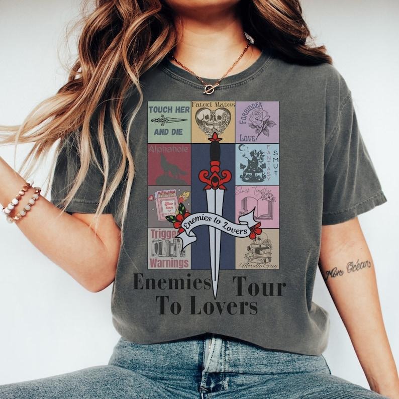Enemies Lovers Tour Bookish Book Lover Romance Reader Dark Romance Smut Shirt Bibliophile Funny Bookish T-Shirts, Hoodie, Sweatshirt