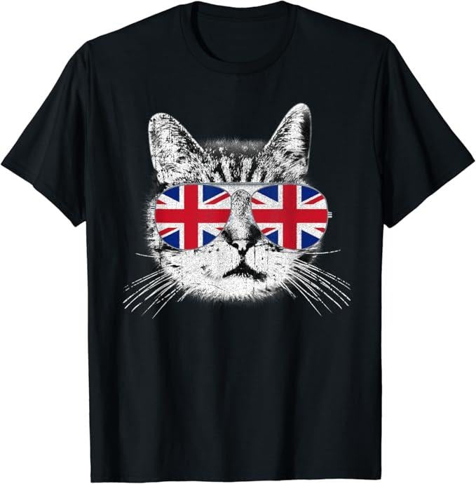 England Shirts, Cat Sunglasses Gift T-Shirt Cotton Fashion Casual Classic Hoodie, Sweatshirt | PrintMintTees.com