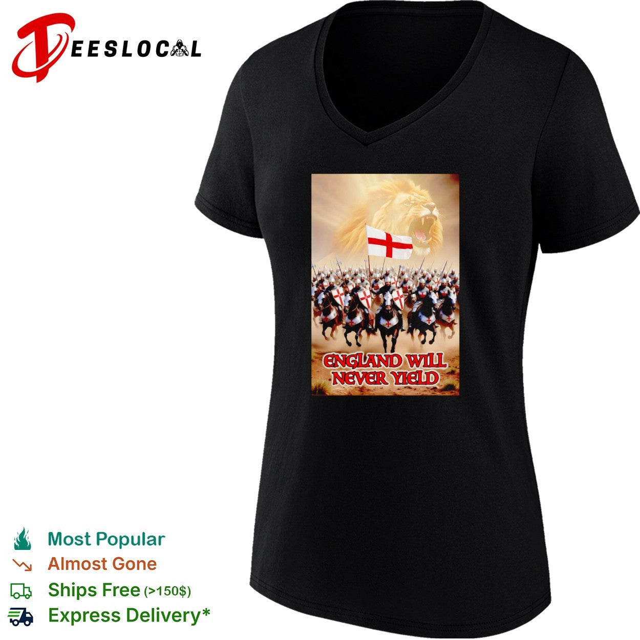 England Will Never Yield Lion Crusade Cross Knight shirt