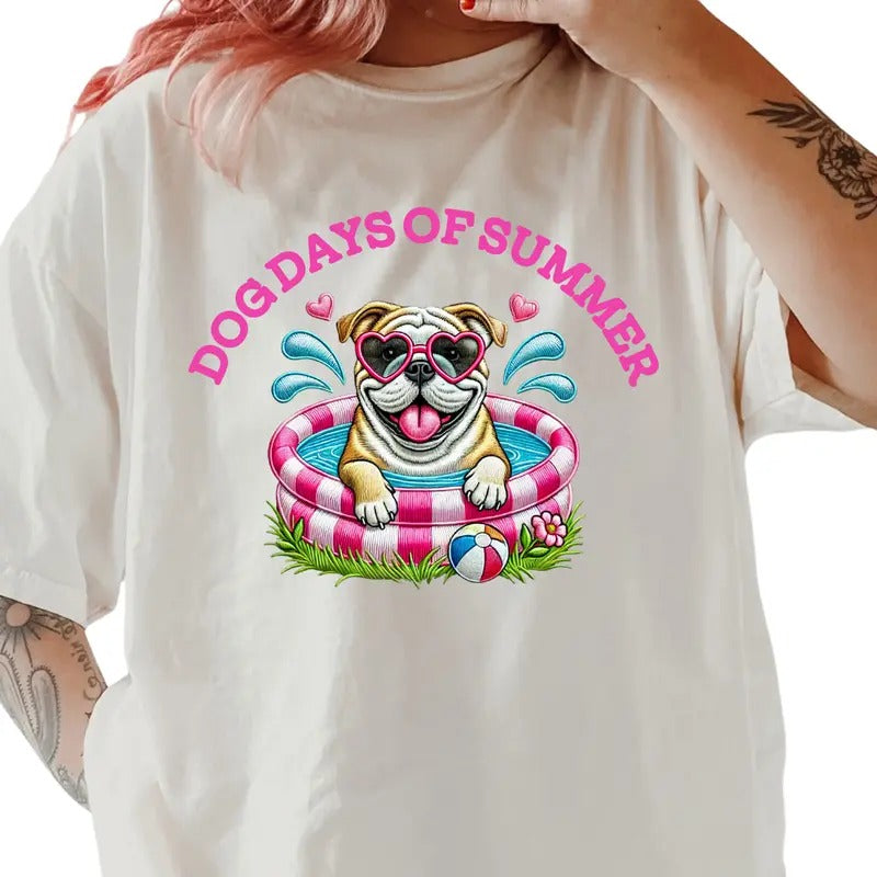 English Bulldog Dog Days of Summer Shirt ~ Unisex Apparel Relaxed Fit Printed In The USA Clothing Womenswear Casual...