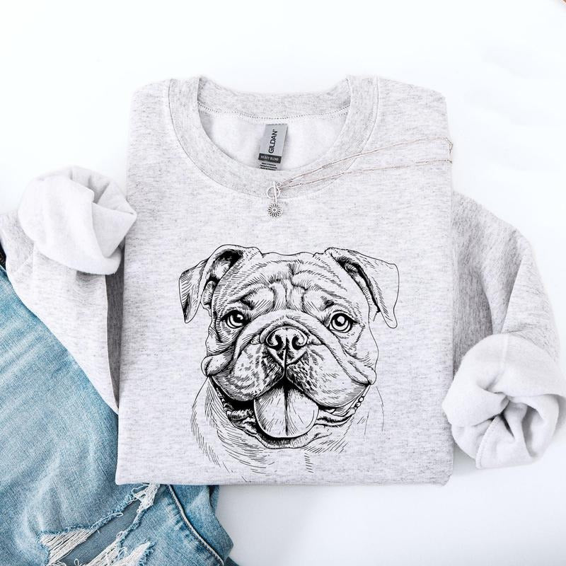 English Bulldog Pet Dog Breed Crew Neck Shirt Hoodie Sweatshirt