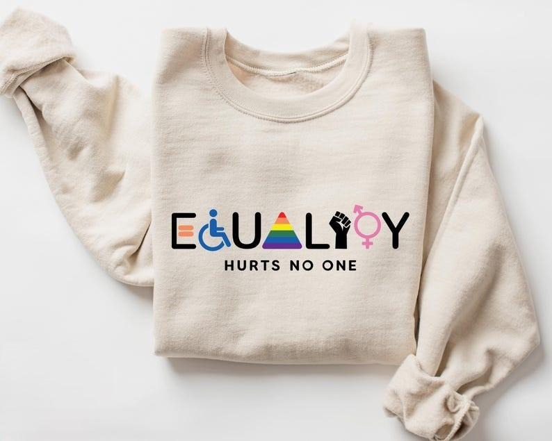 Equality Hurts No One Sweatshirt, Human Rights Sweatshirt, LGBTQ Sweatshirt, Rainbow Hoodie, BLM Shirt, Social Justice...