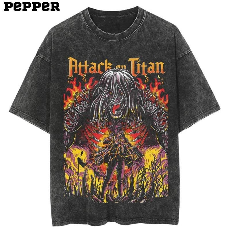 Eren Fire Vintage Shirt, Eren Yeager Shirt, Anime Attack on Titan Shirt, Anime Eren Yeager Shirt, Manga Shirt, Eren...