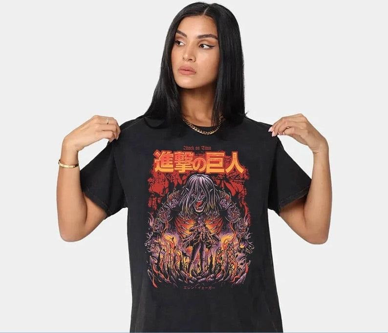 Eren Titan Vintage Style T-Shirt, Unisex Manga Graphic Tee, Perfect for Attack on Titan Lovers, Retro Design Hoodie...