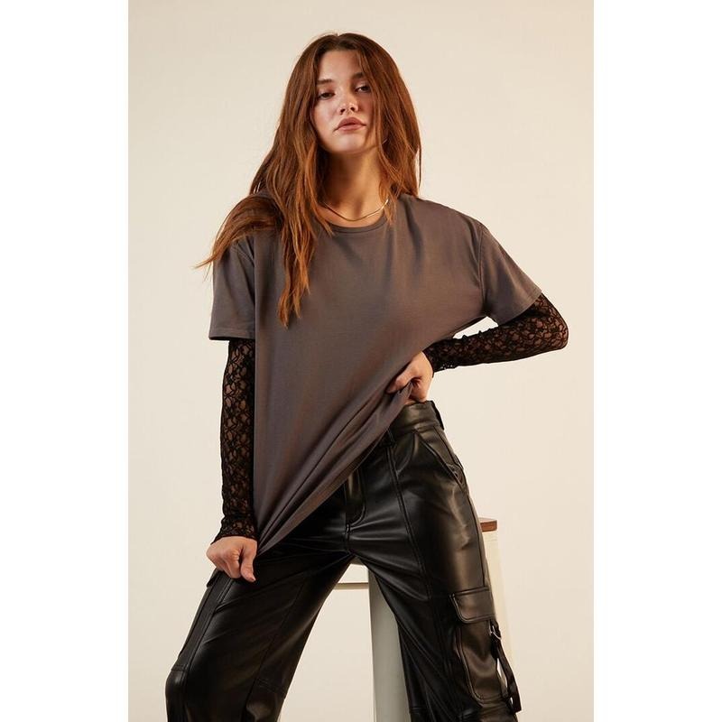 Est. PAC 1980 Women's Lace Layered Long Sleeve T-Shirt Hoodie, Sweatshirt | PrintMintTees.com
