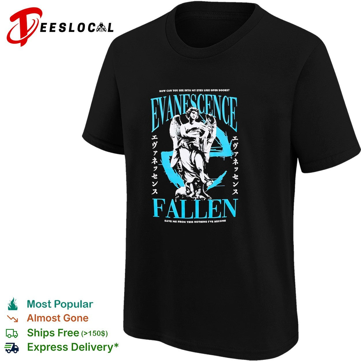 Evanescence Fallen angel statue shirt